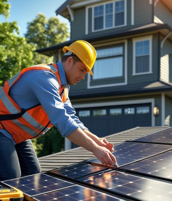 engineer installing solar on home engineer installing solar on home